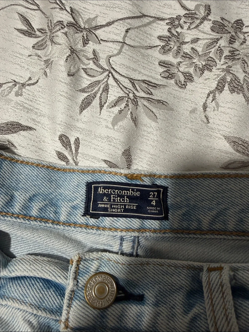 Abercrombie & Fitch Light Wash Distressed high rise Denim Cutoff Shorts